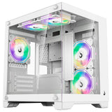 Gabinete Gamer Rise Mode Galaxy Glass M Mini, M-ATX, Lateral e Frontal em Vidro Temperado, Branco - RM-GA-GGMN-FW
