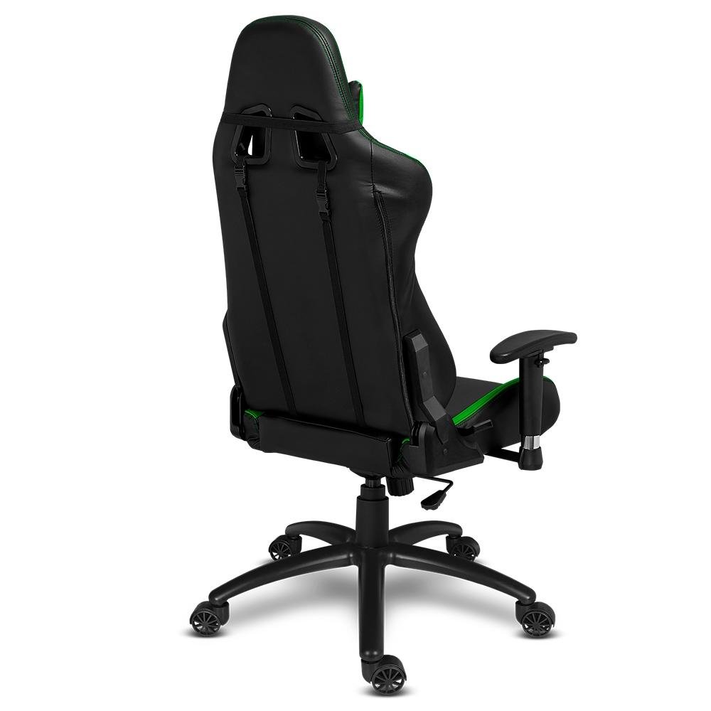 Cadeira Gamer Alpha Gamer Vega, Até 130Kg, Cilindro de Gás 4, Braço Ajustável, Preto e Verde