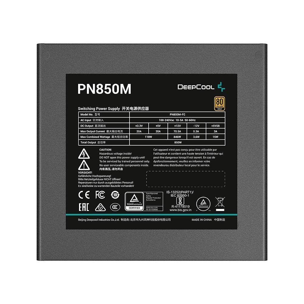 Fonte Gamer Deepcool Pn850M Wo, 850W, 80 Plus Gold, Modular, Sem Cabo, Preto - R-PN850M-FC0B-WO