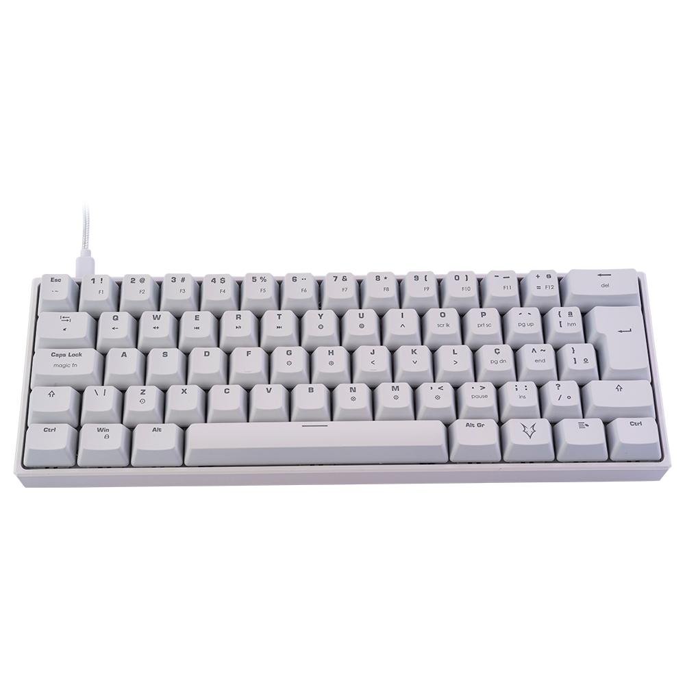 Teclado Mecânico Gamer Husky Blizzard, 60%, RGB, Switch Gateron Red, ABNT2, Branco -  HTG001BRVR