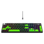 Teclado Mecânico Gamer 2 em 1 Rise Mode GM2 Full Black and Green RGB Switch Outemu Blue, USB-C, Preto - RM-TCM-GM2F-BBLUE