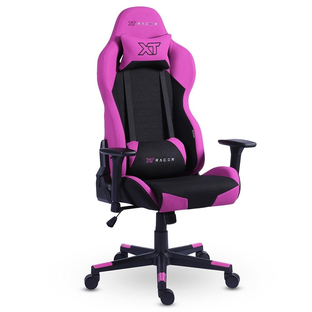 Cadeira Gamer XT Racer Defender NR17, Até 120kg, Com Almofadas, Reclinável, Descanso de Braço 3D, Preto e Rosa - XTR-033