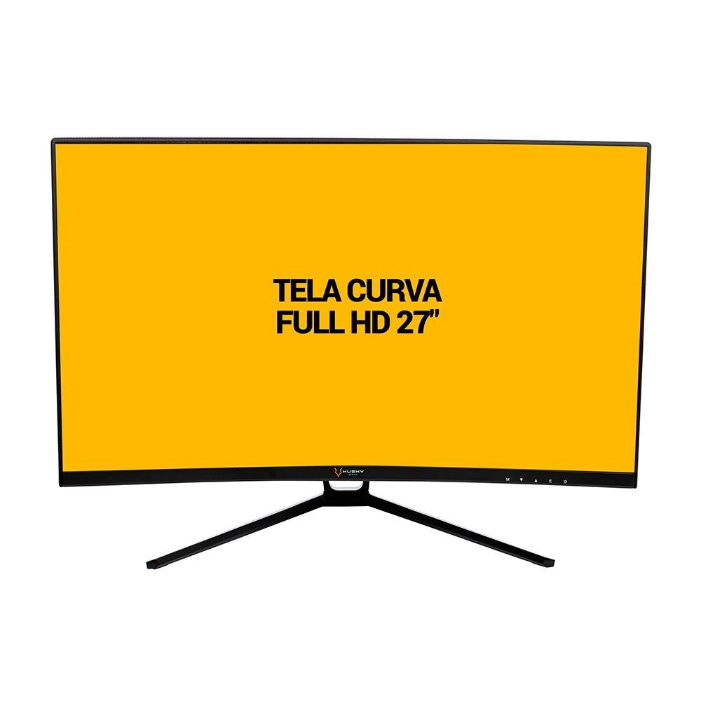 Monitor Gamer Husky Storm 27' LED, Curvo, 180Hz, Full HD, 1ms, DisplayPort e HDMI, 99% sRGB, Adaptive Sync, Ajuste de Ângulo - HGMT001