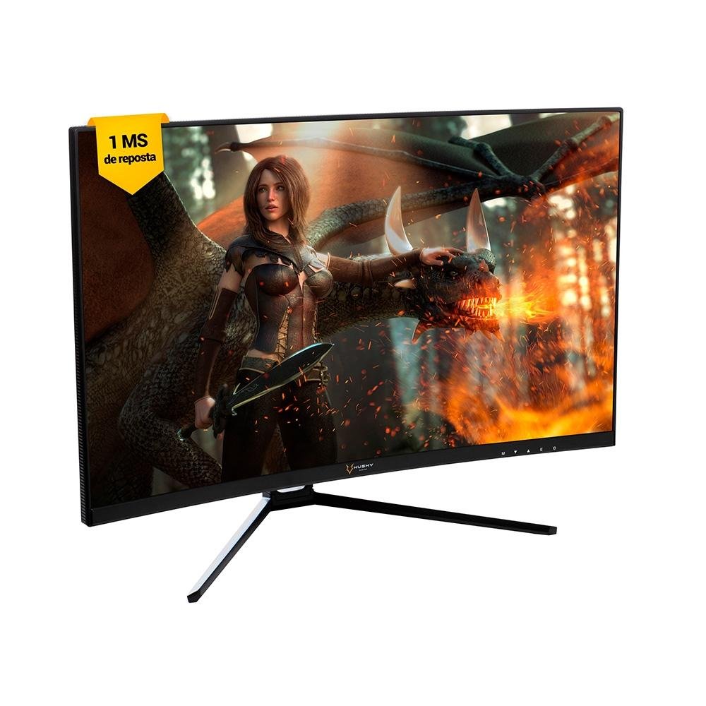 Monitor Gamer Husky Storm 27' LED, Curvo, 180Hz, Full HD, 1ms, DisplayPort e HDMI, 99% sRGB, Adaptive Sync, Ajuste de Ângulo - HGMT001