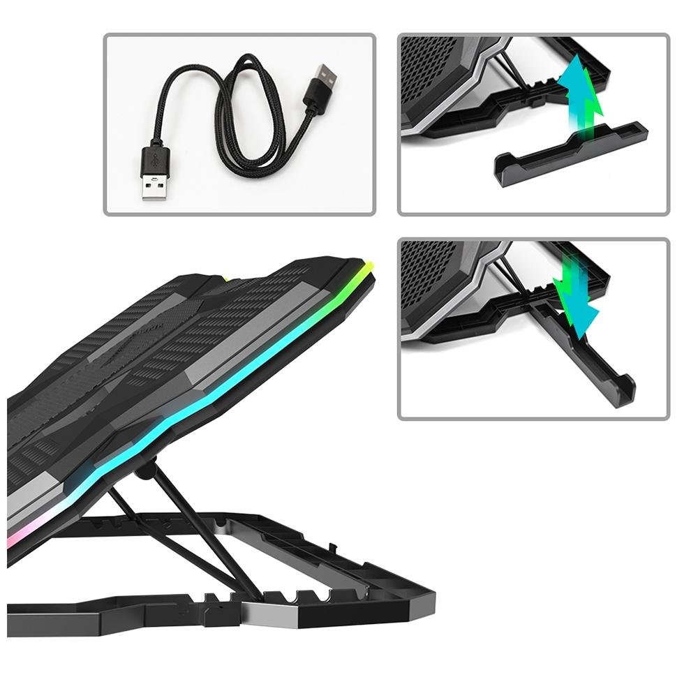 Base Gamer para Notebook C3Tech, RGB, Até 17.3, 5x Fan, Preto - NBC-300BK