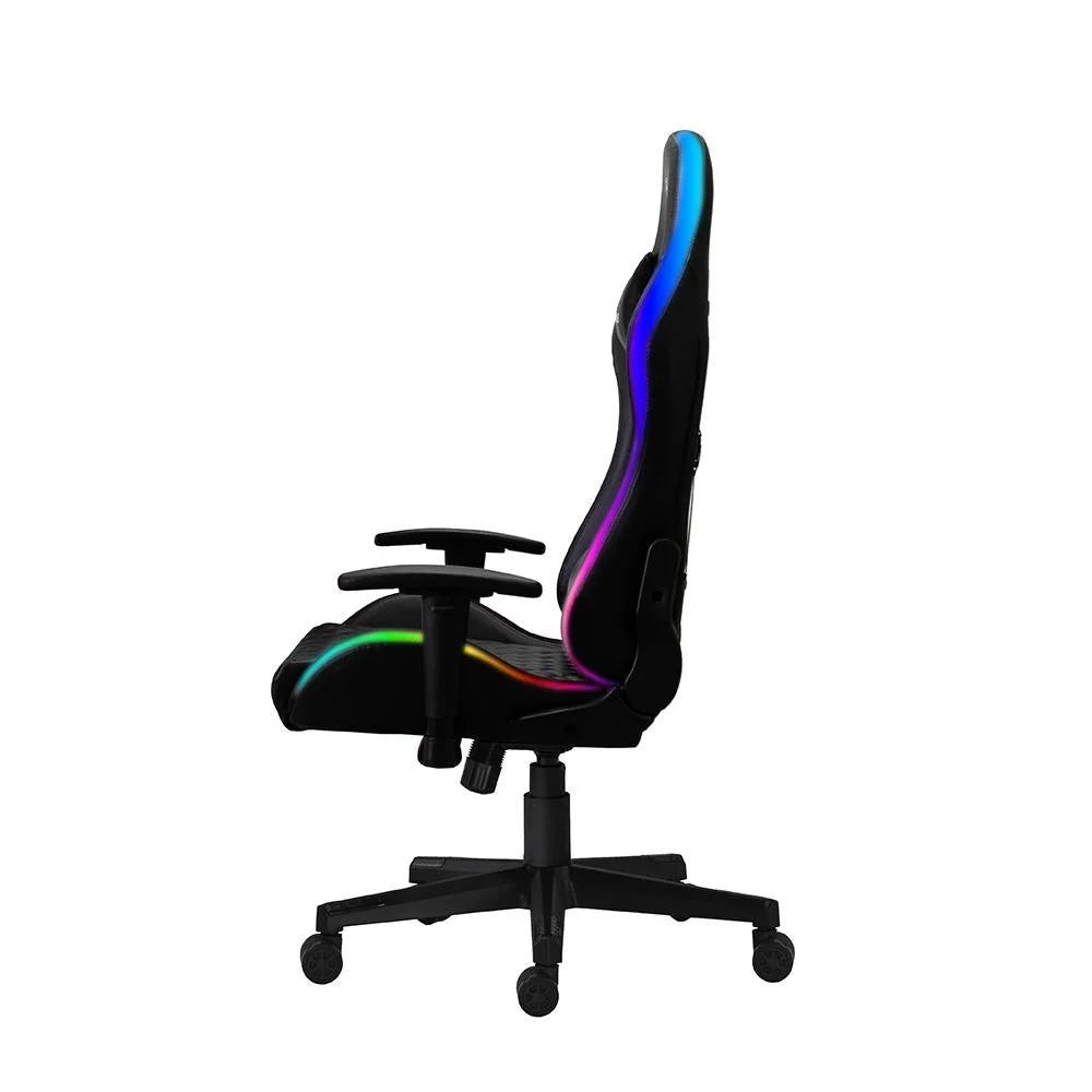 Cadeira Gamer Fox Office Fox Racer, RGB e Iluminação LED, até 130kgs, com almofadas, Reclinável - Preta