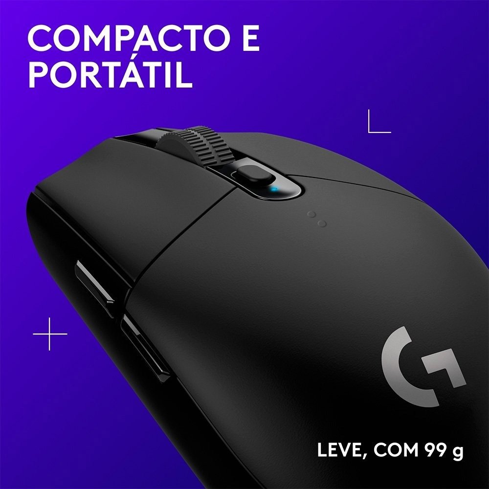 Mouse Gamer Sem Fio Logitech G305 LIGHTSPEED, 12000 DPI, 6 Botões, Preto - 910-005281