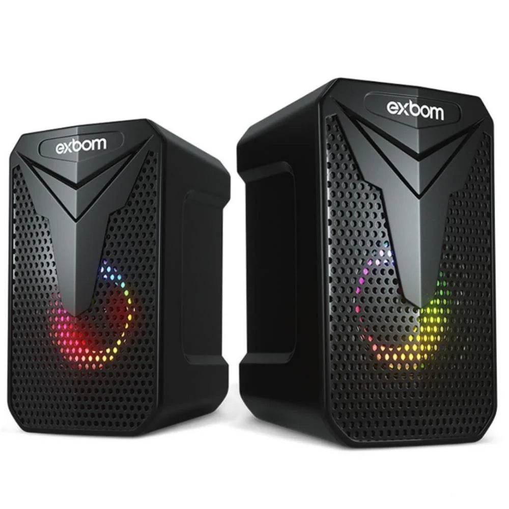 Caixa Som Exbom Cs-c54 2.0 Gamer 10w Led RGB Space Computador Notebook