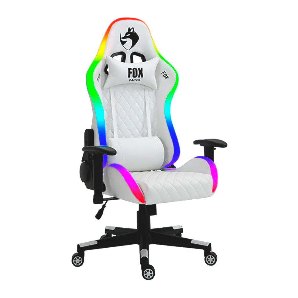 Cadeira Gamer Fox Racer, Peso Suportado até 130Kg, LED RGB, Branco