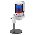 Microfone Gamer Force One Hero, RGB, Botão De Mute, USB, Cardicóide ou Unidirecional, Branco - FR.MC.HE.01