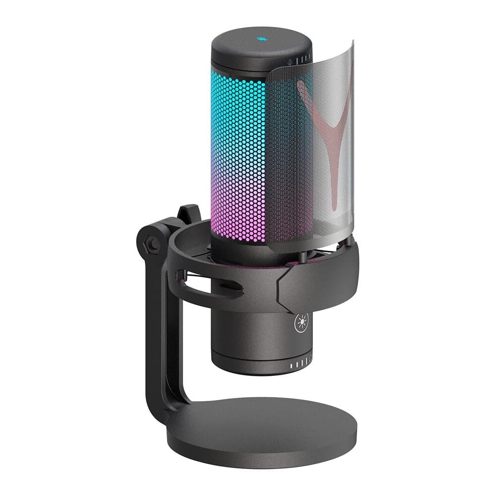 Microfone Gamer Redragon Fenris, RGB, Condensador com shock mount, Preto - GM301