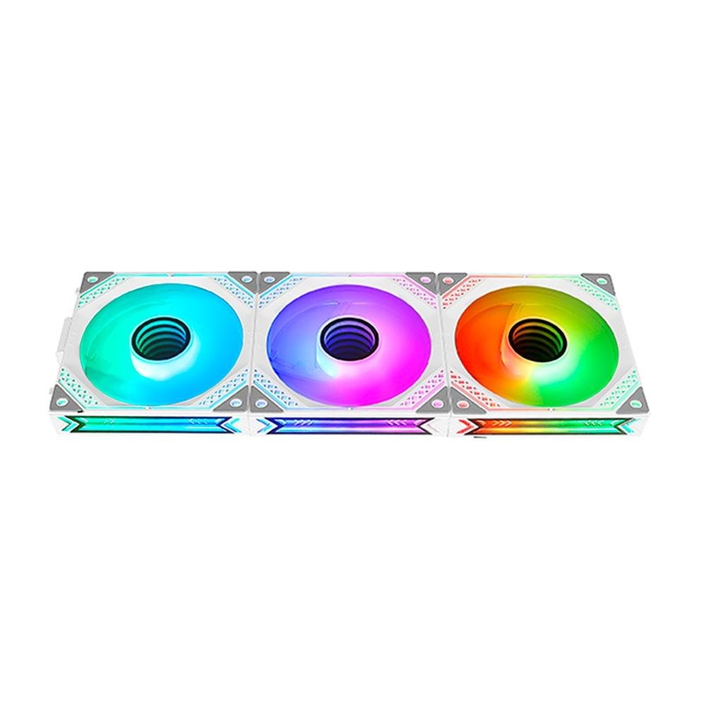 Kit Com 3 Ventoinhas Rise Mode Magneto, 120mm, ARGB, Branco - RM-MA-02-ARGB