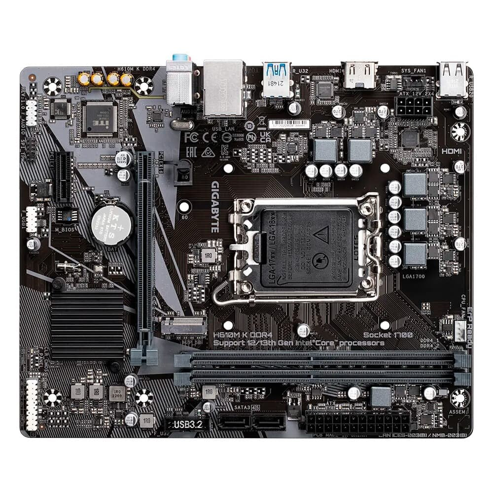 Placa Mãe Gigabyte H610M K DDR4, Intel LGA 1700, Micro ATX, DDR4, HDMI, M.2 - 9MH610MK-00-20