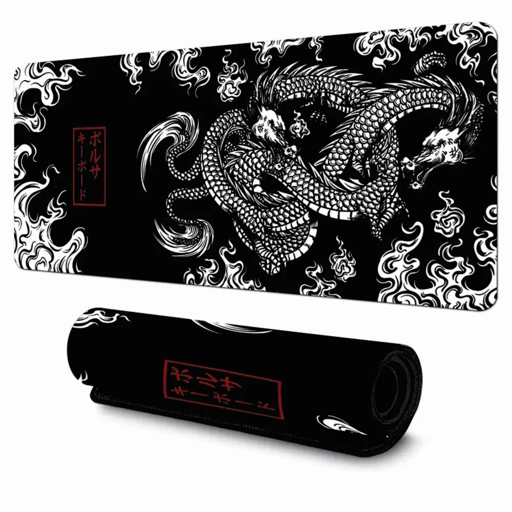 Mouse Pad Gamer Speed Criarte Dragão Chinês Japonês, Desk Pad Profissional Premium, Com Borda Costurada 60x30