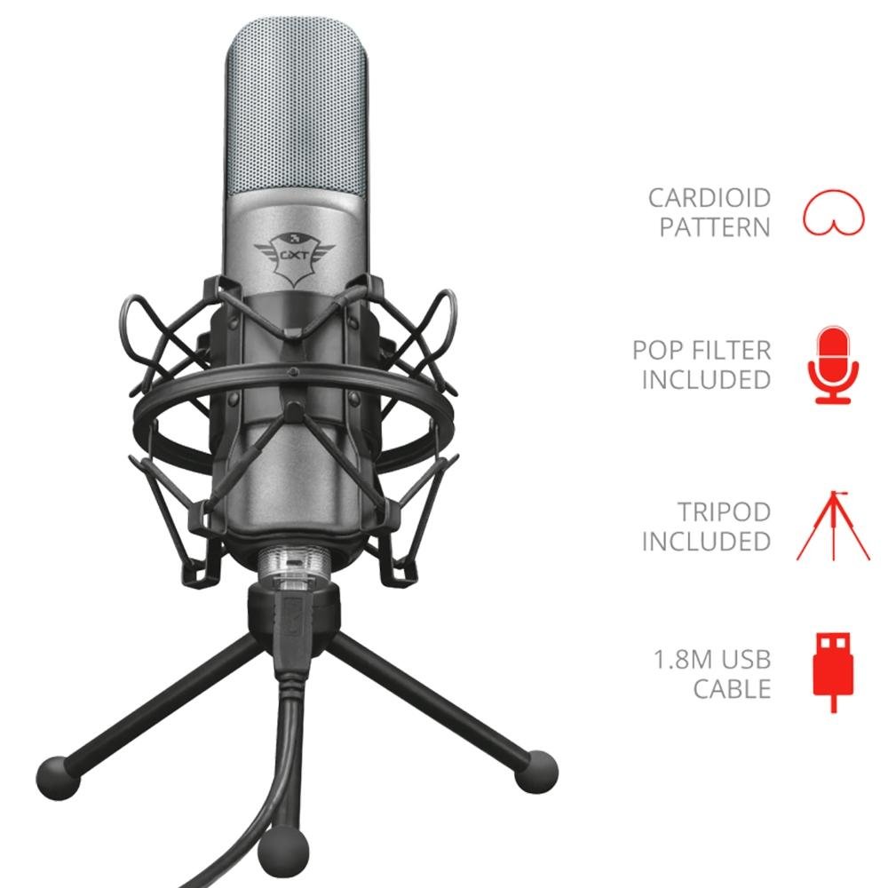 Microfone Gamer Trust GXT 242 Lance Streaming, Podcast, USB - 22614