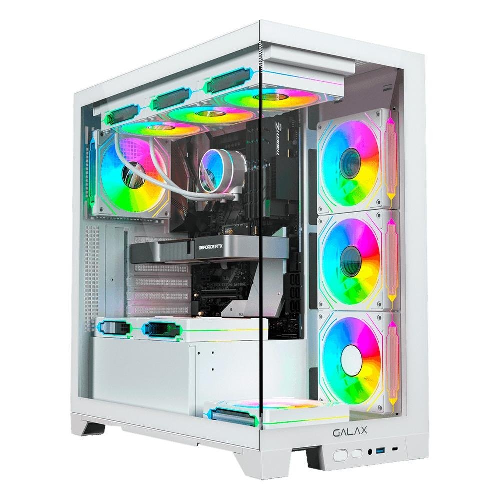 Gabinete Galax Alpha White, Mid Tower, ATX, Frontal de Vidro, Branco - GLX-ALPHAW-2070