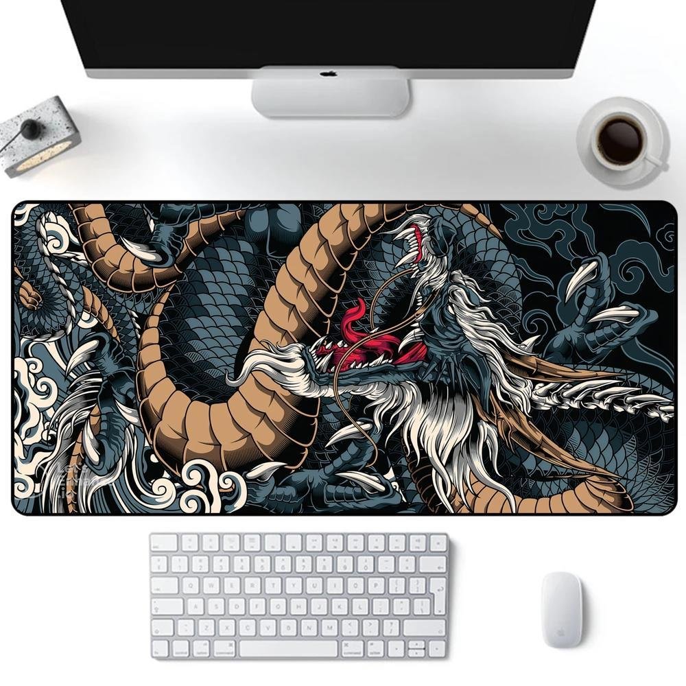 Mouse Pad Gamer Criarte Dragão Azul, Speed, Extra Grande, Profissional 90x40