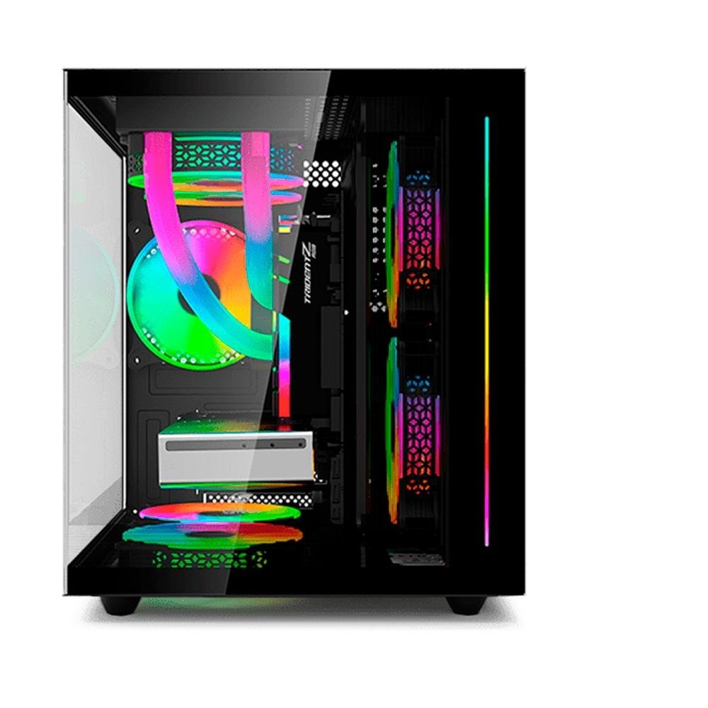 Gabinete Gamer C3Tech Gaming Aquarius MT-G810BK, Mini Tower, Micro ATX, Lateral em Vidro Temperado, Preto - MT-G810BK