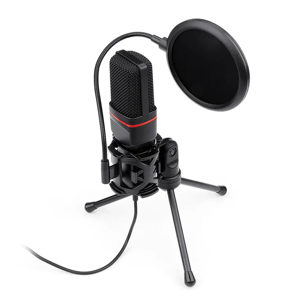 Microfone Gamer Redragon Seyfert Profissional Podcast, P2, Com Tripé E Pop Filter - GM100