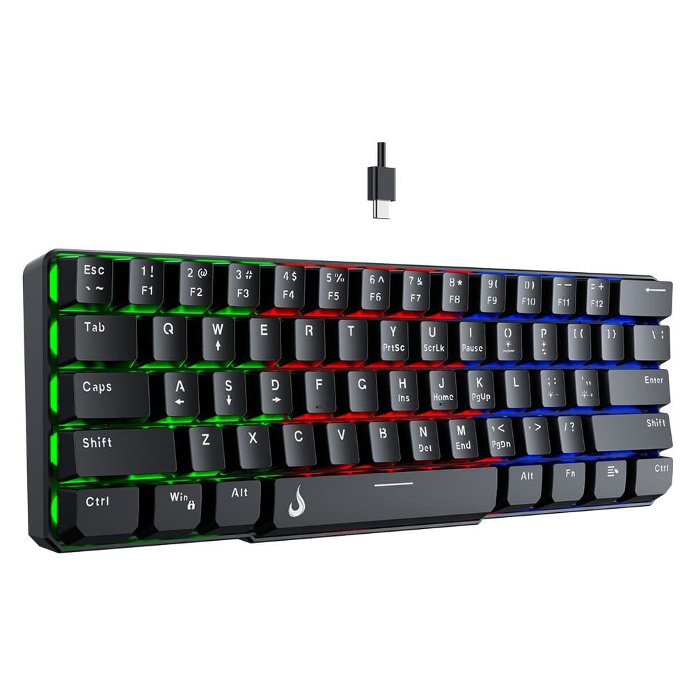 Teclado Semi Mecânico Gamer Rise Mode G2 Mini, RGB, USB-C, Layout 60%, Preto - RM-TG-02-B