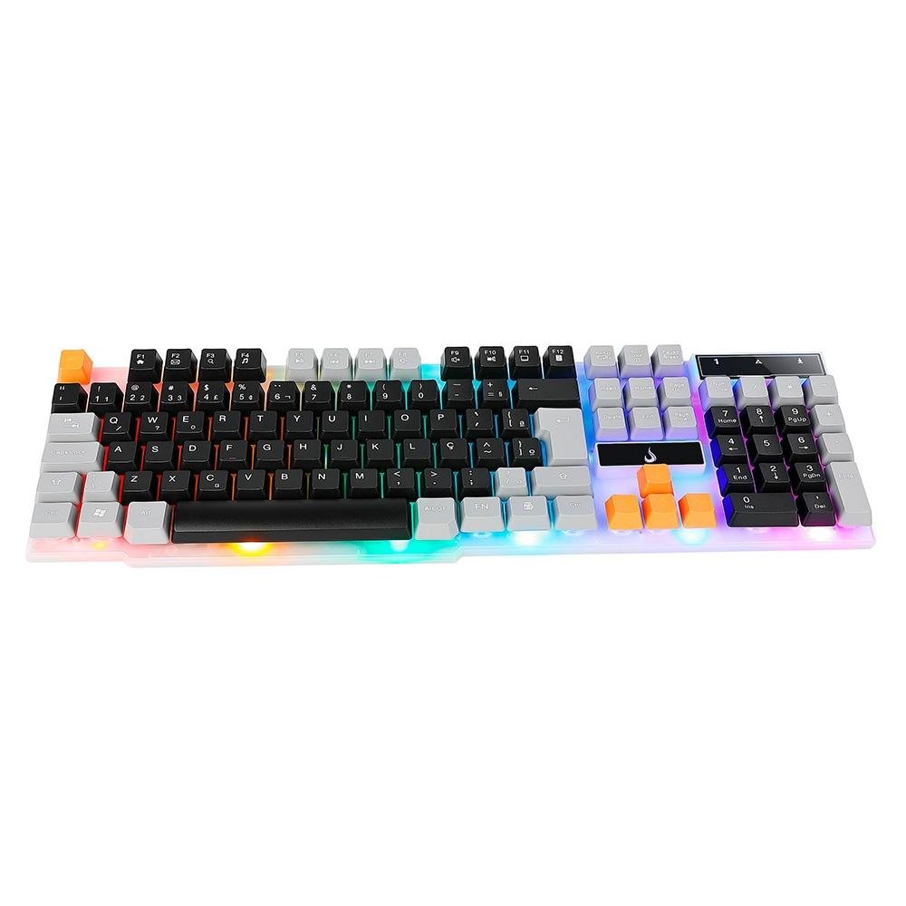 Teclado Semi-Mecânico Gamer Rise Mode G1, Rainbow, USB, Preto e Cinza - RM-TG-01-BG