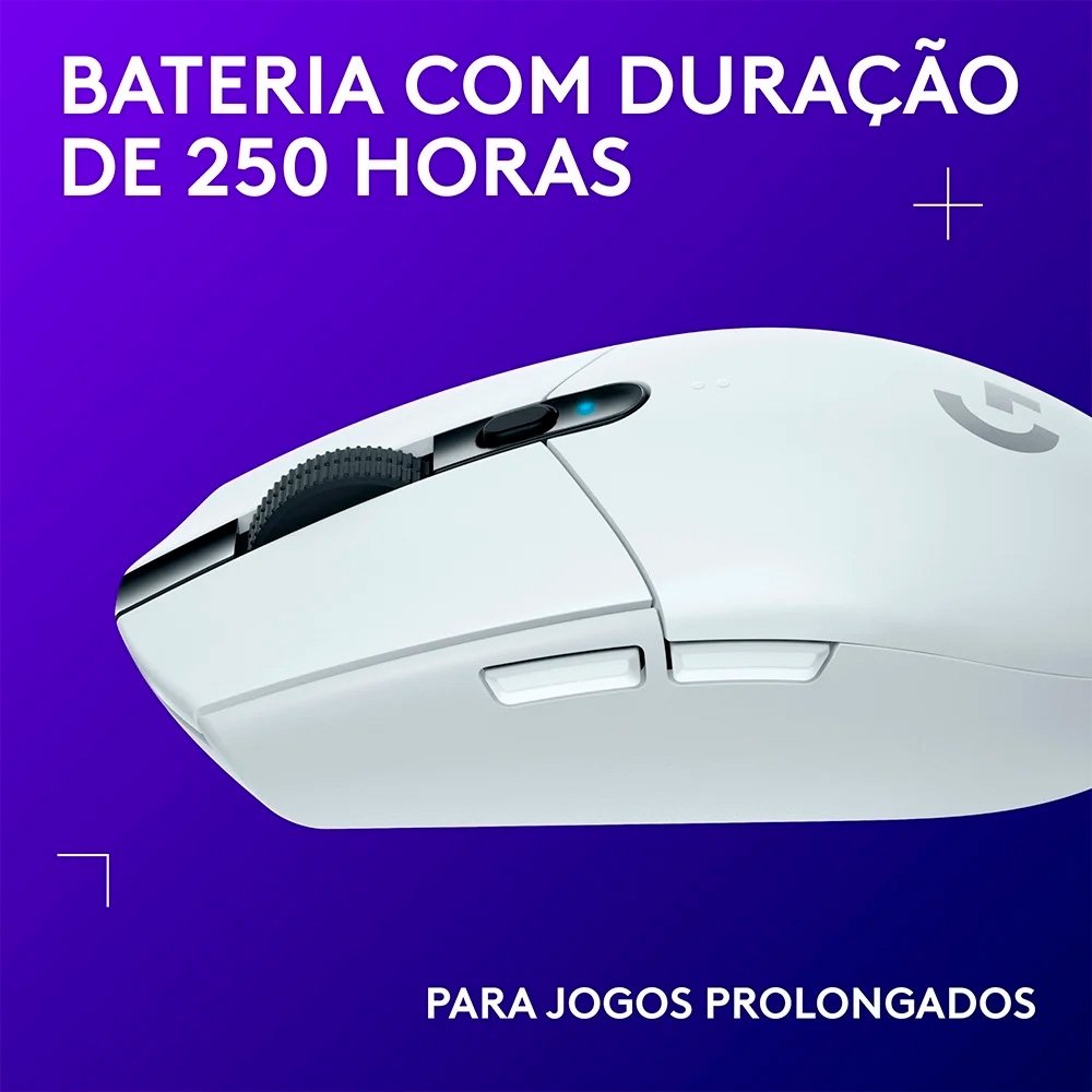 Mouse Gamer Sem Fio Logitech G305 Lightspeed, 12.000 DPI, 6 Botões Programáveis, Branco - 910-005290