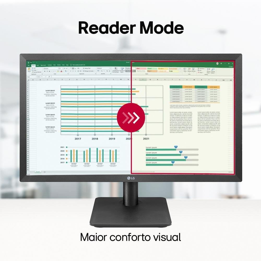 Monitor Office LG 21,5", FHD, 75Hz, 5ms, VA, HDMI e VGA, FreeSync, Ajuste de Inclinação - 22MP410-B