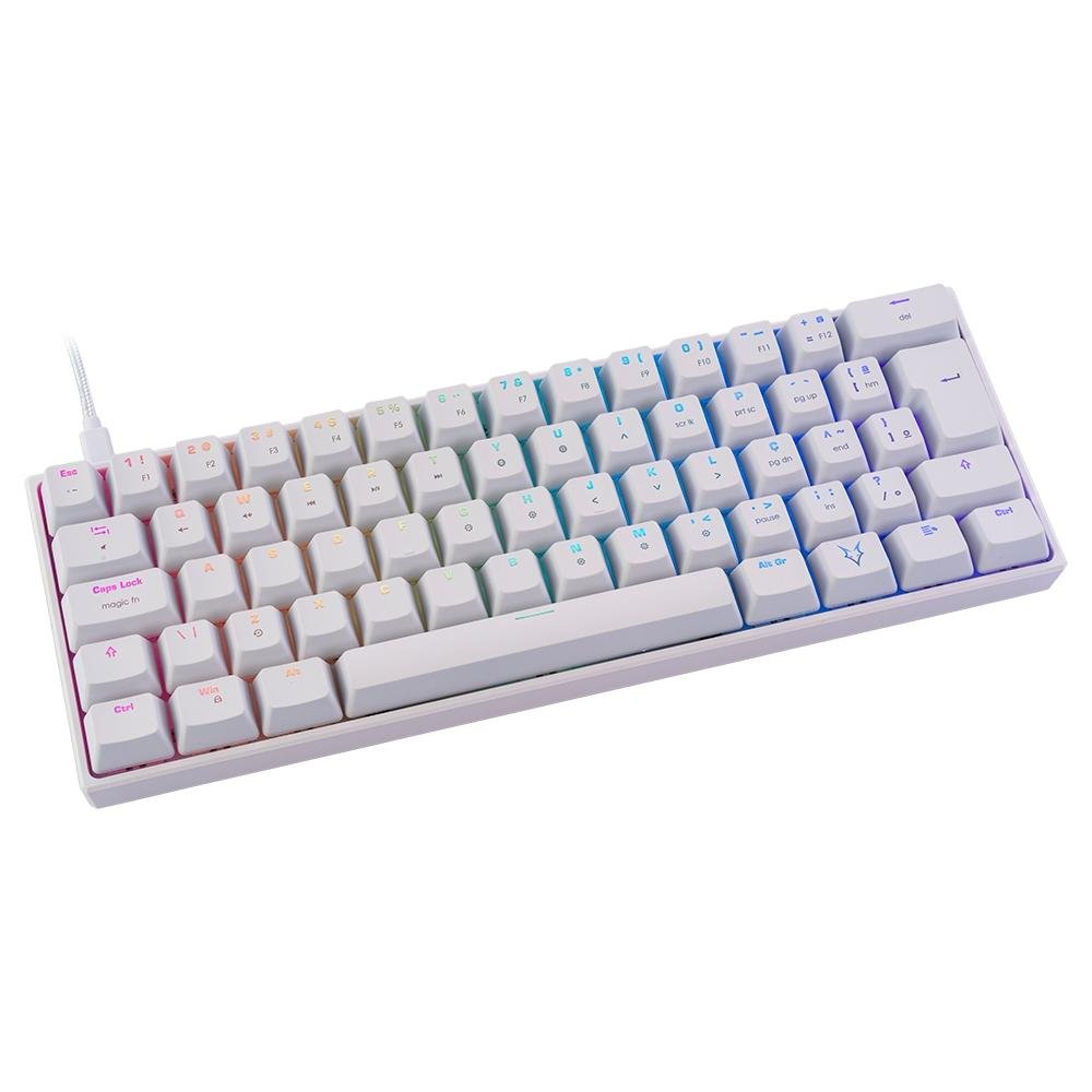 Teclado Mecânico Gamer Husky Blizzard, 60%, RGB, Switch Gateron Red, ABNT2, Branco -  HTG001BRVR
