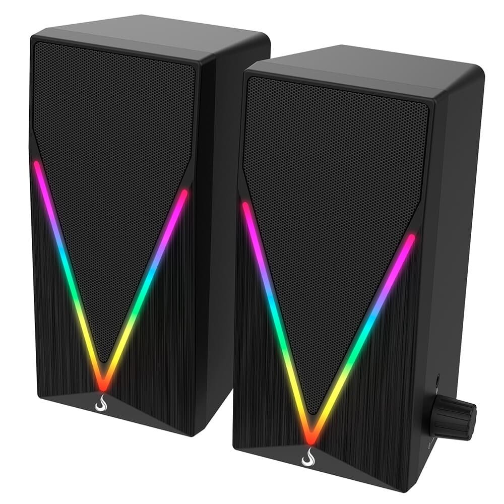 Caixa de Som Gamer Rise Mode Aura Sound S3, RGB Rainbow, 3W*2, Preto - RM-SP-03-RGB