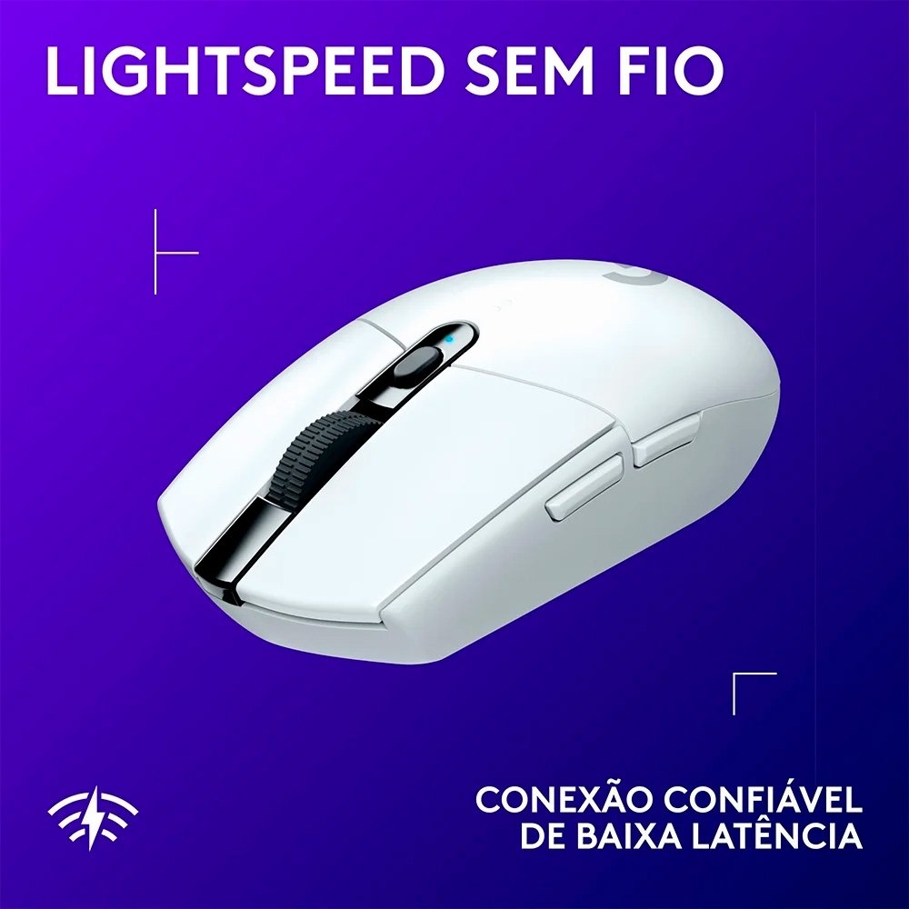 Mouse Gamer Sem Fio Logitech G305 Lightspeed, 12.000 DPI, 6 Botões Programáveis, Branco - 910-005290