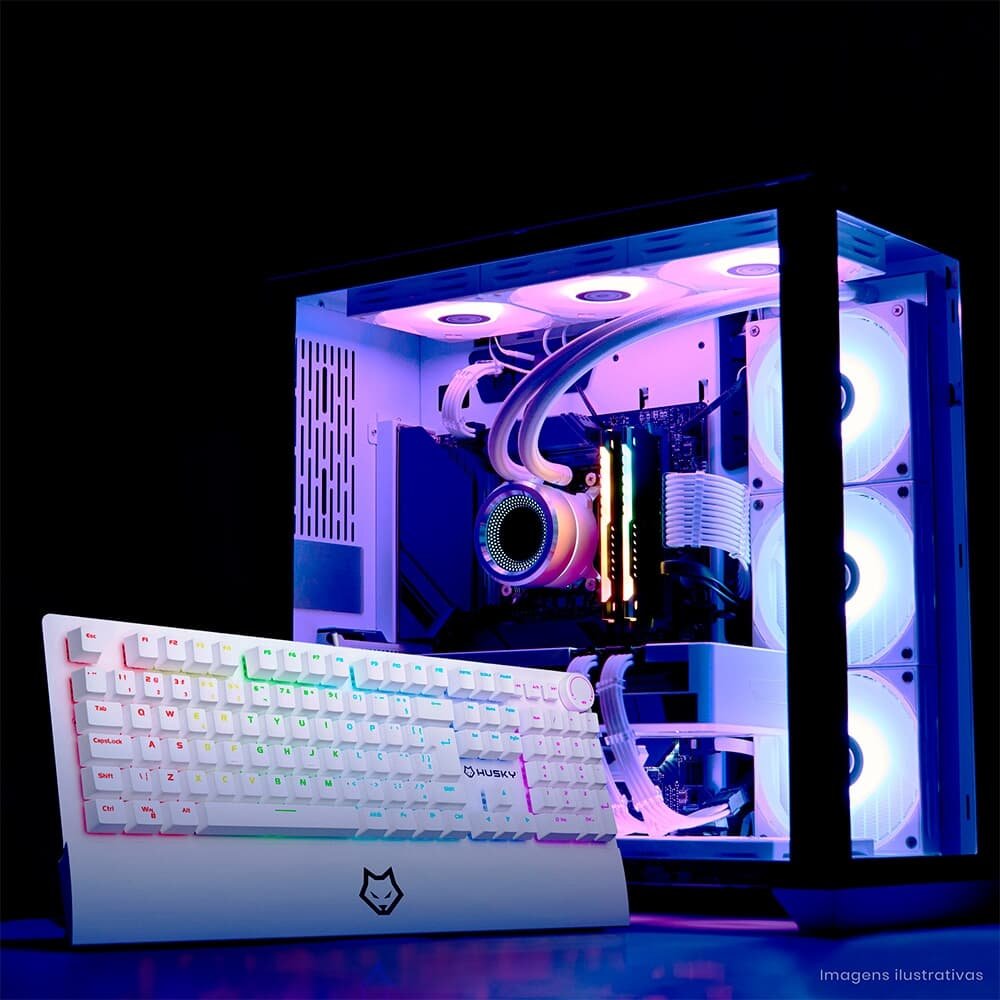 Teclado Mecânico Gamer Husky Anchorage Full Size, RGB, Switch Gateron EF Red, ABNT2, Branco - HTG200BRVR