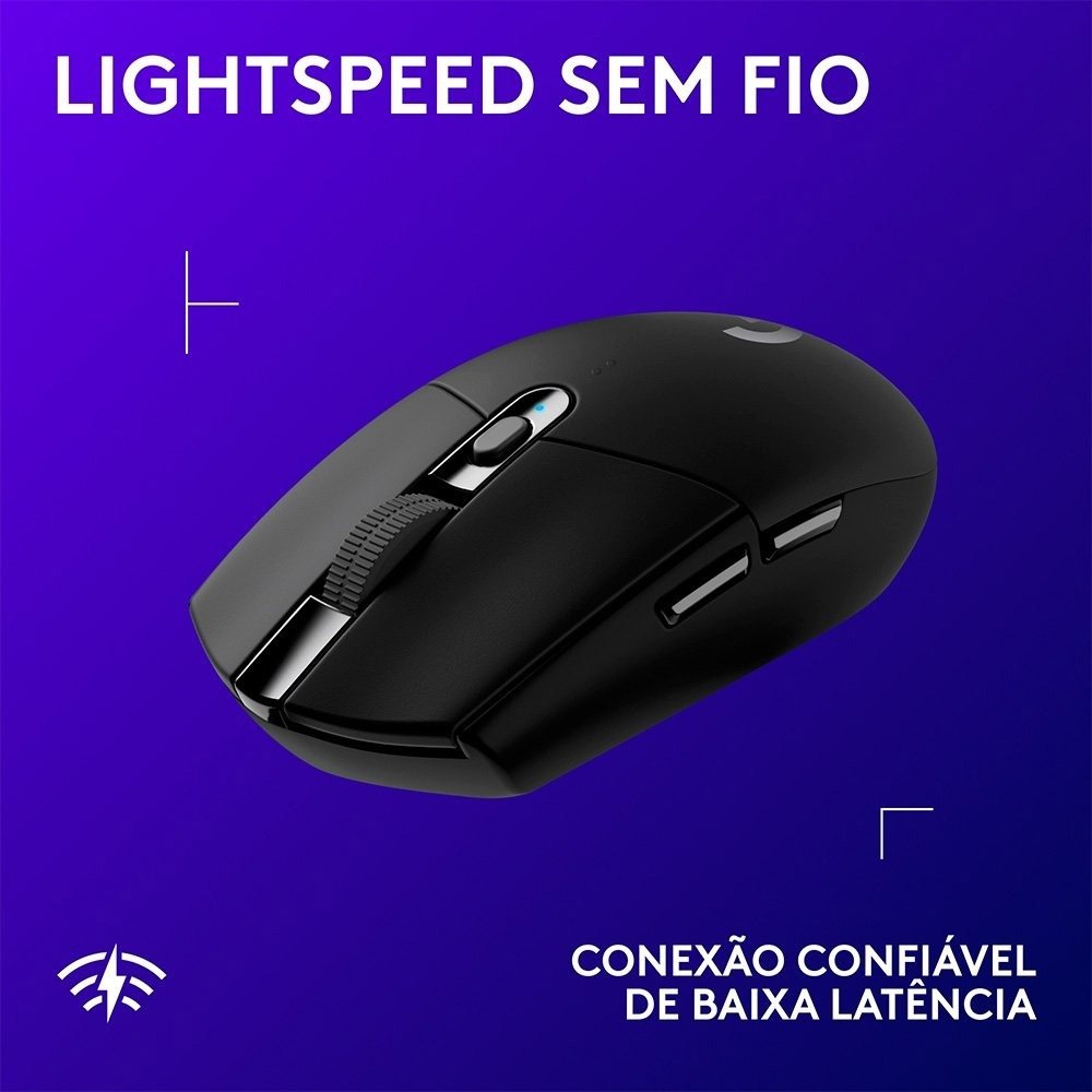Mouse Gamer Sem Fio Logitech G305 LIGHTSPEED, 12000 DPI, 6 Botões, Preto - 910-005281
