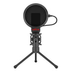 Microfone Gamer Redragon Seyfert Profissional Podcast, P2, Com Tripé E Pop Filter - GM100