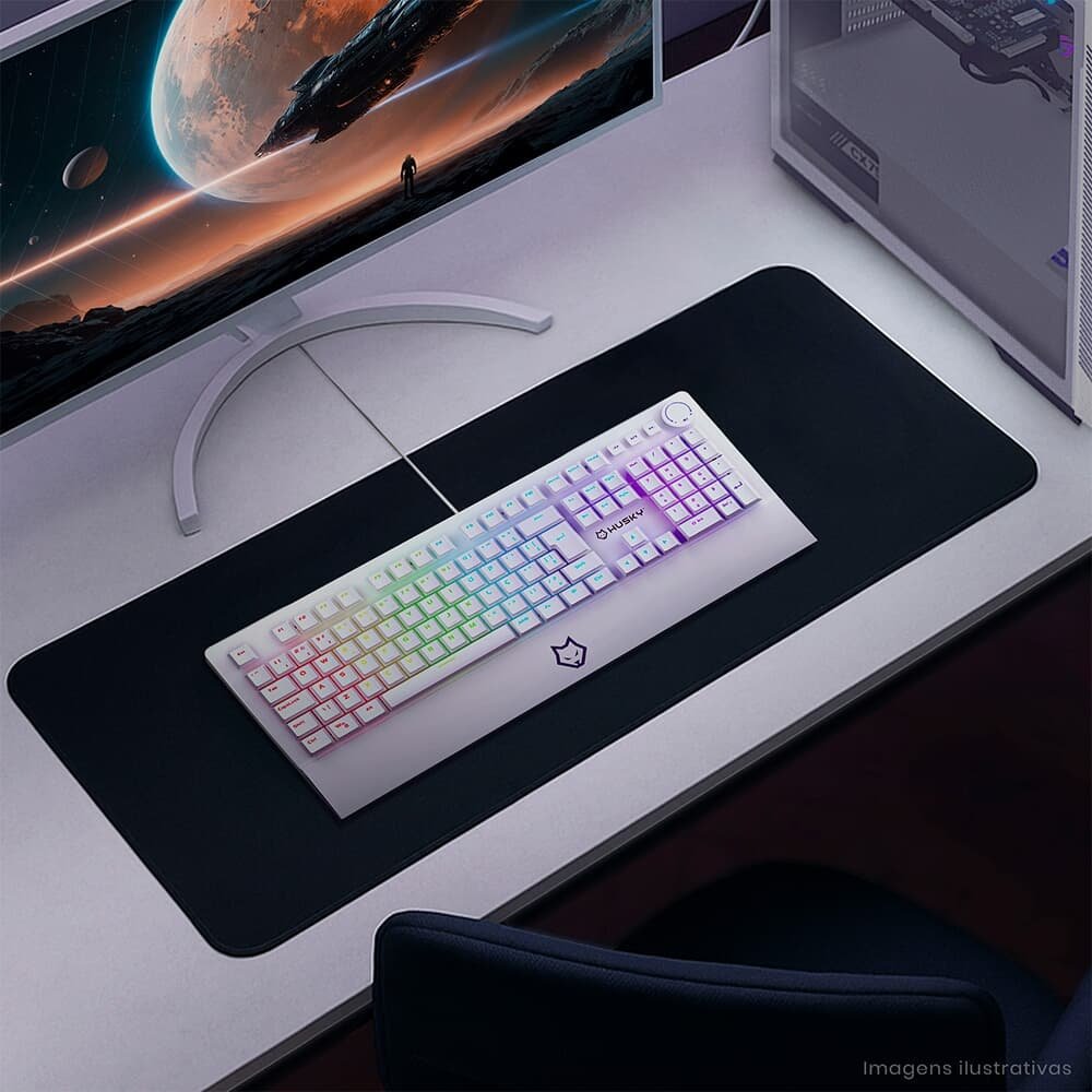Teclado Mecânico Gamer Husky Anchorage Full Size, RGB, Switch Gateron EF Red, ABNT2, Branco - HTG200BRVR
