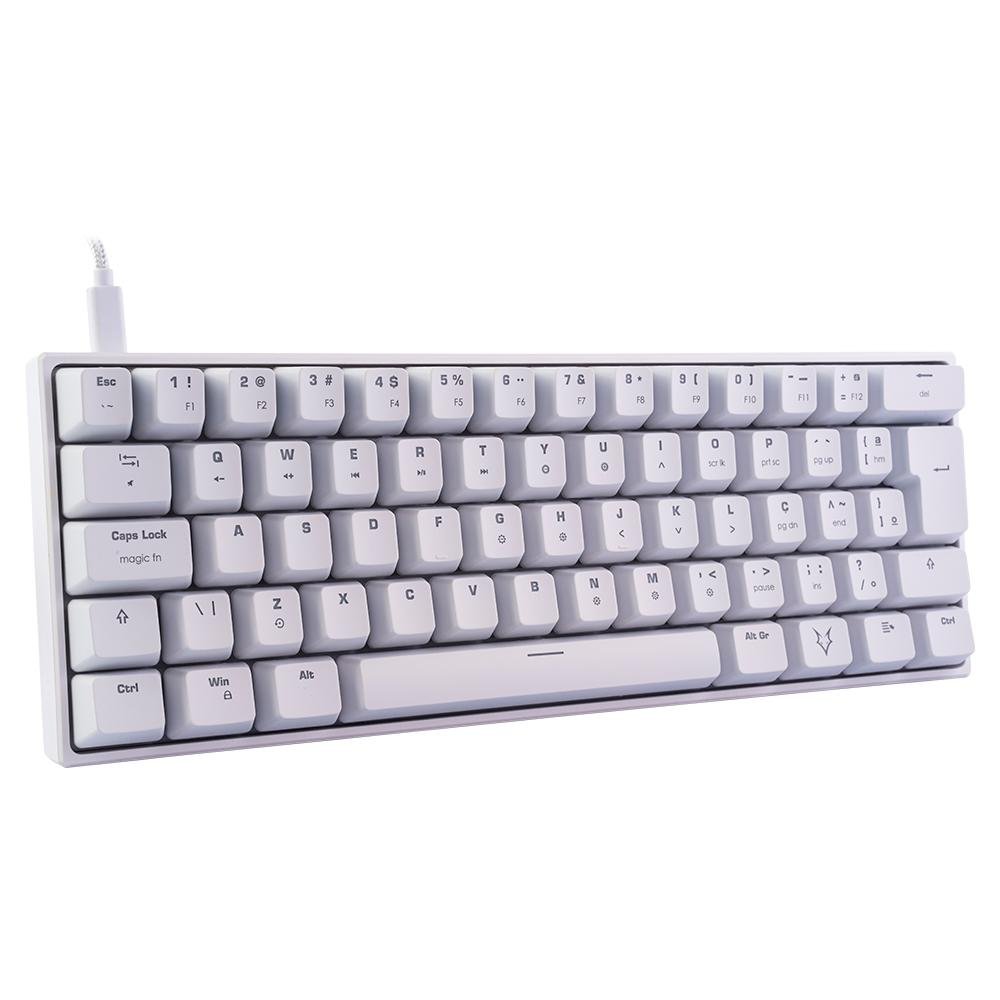 Teclado Mecânico Gamer Husky Blizzard, 60%, RGB, Switch Gateron Red, ABNT2, Branco -  HTG001BRVR