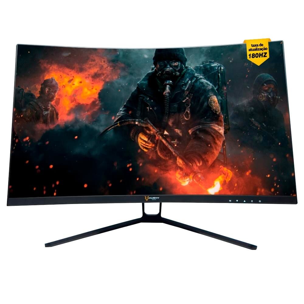 Monitor Gamer Husky Storm 27' LED, Curvo, 180Hz, Full HD, 1ms, DisplayPort e HDMI, 99% sRGB, Adaptive Sync, Ajuste de Ângulo - HGMT001