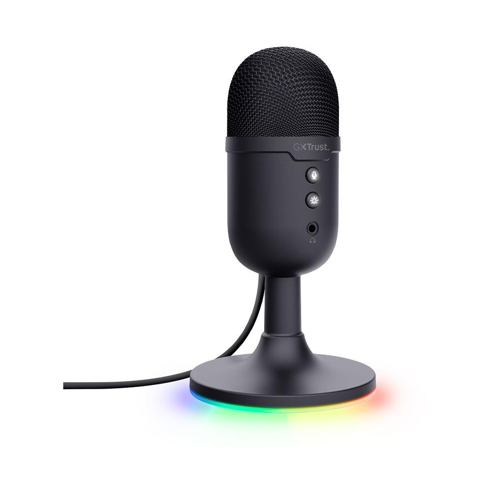 Microfone Gamer de Mesa Trust Yunix GXT 234, RGB, Compatível com PC, USB, Preto - 25372