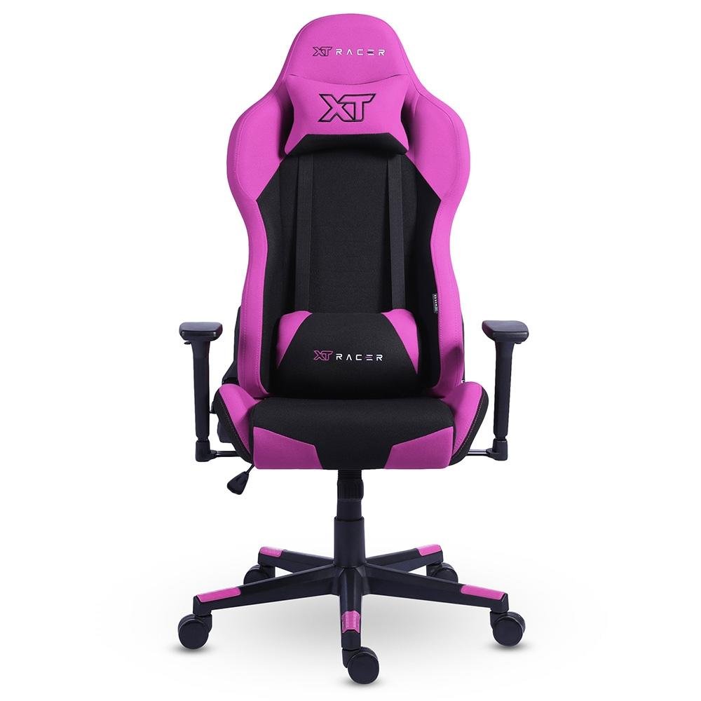 Cadeira Gamer XT Racer Defender NR17, Até 120kg, Com Almofadas, Reclinável, Descanso de Braço 3D, Preto e Rosa - XTR-033