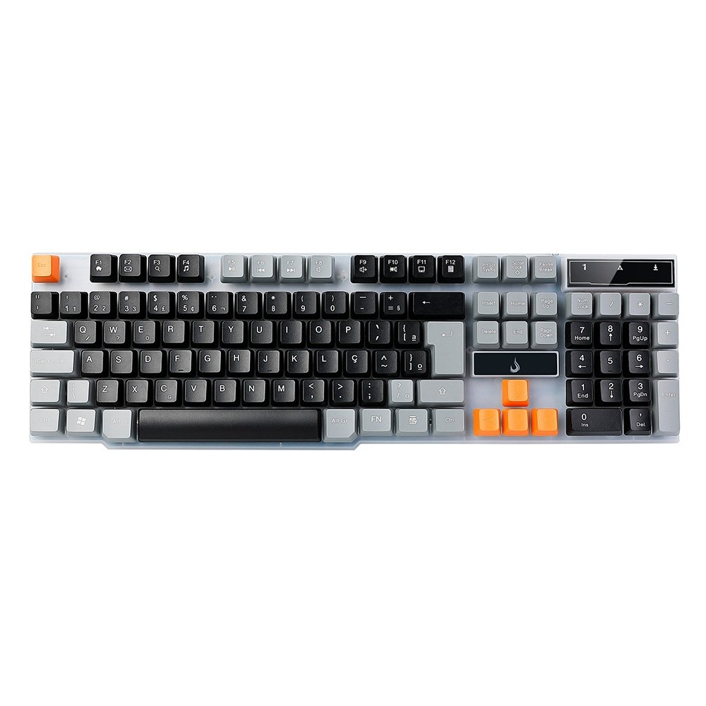 Teclado Semi-Mecânico Gamer Rise Mode G1, Rainbow, USB, Preto e Cinza - RM-TG-01-BG