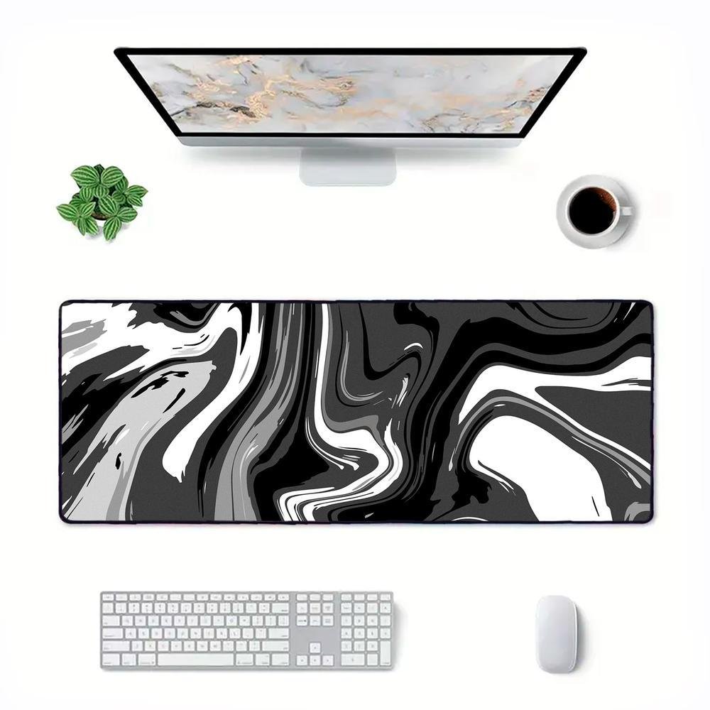 Mouse Pad Gamer Criarte, Speed Extra Grande, Abstract Premium, Preto E Branco - 70x30 Cm