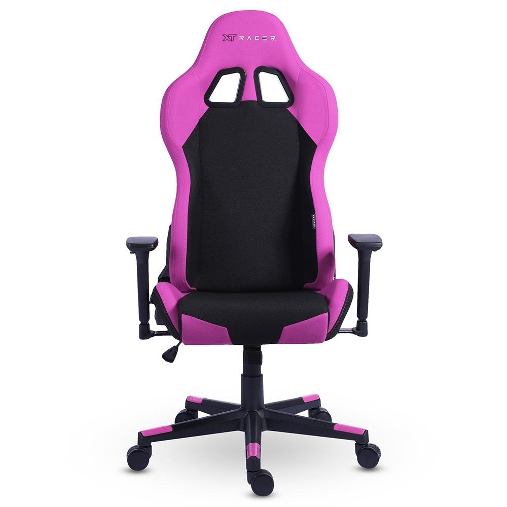 Cadeira Gamer XT Racer Defender NR17, Até 120kg, Com Almofadas, Reclinável, Descanso de Braço 3D, Preto e Rosa - XTR-033