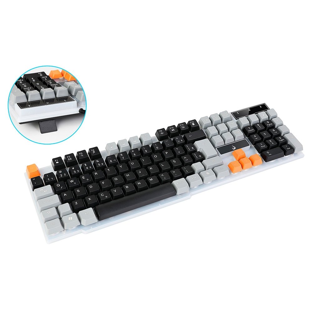 Teclado Semi-Mecânico Gamer Rise Mode G1, Rainbow, USB, Preto e Cinza - RM-TG-01-BG