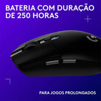 Mouse Gamer Sem Fio Logitech G305 LIGHTSPEED, 12000 DPI, 6 Botões, Preto - 910-005281