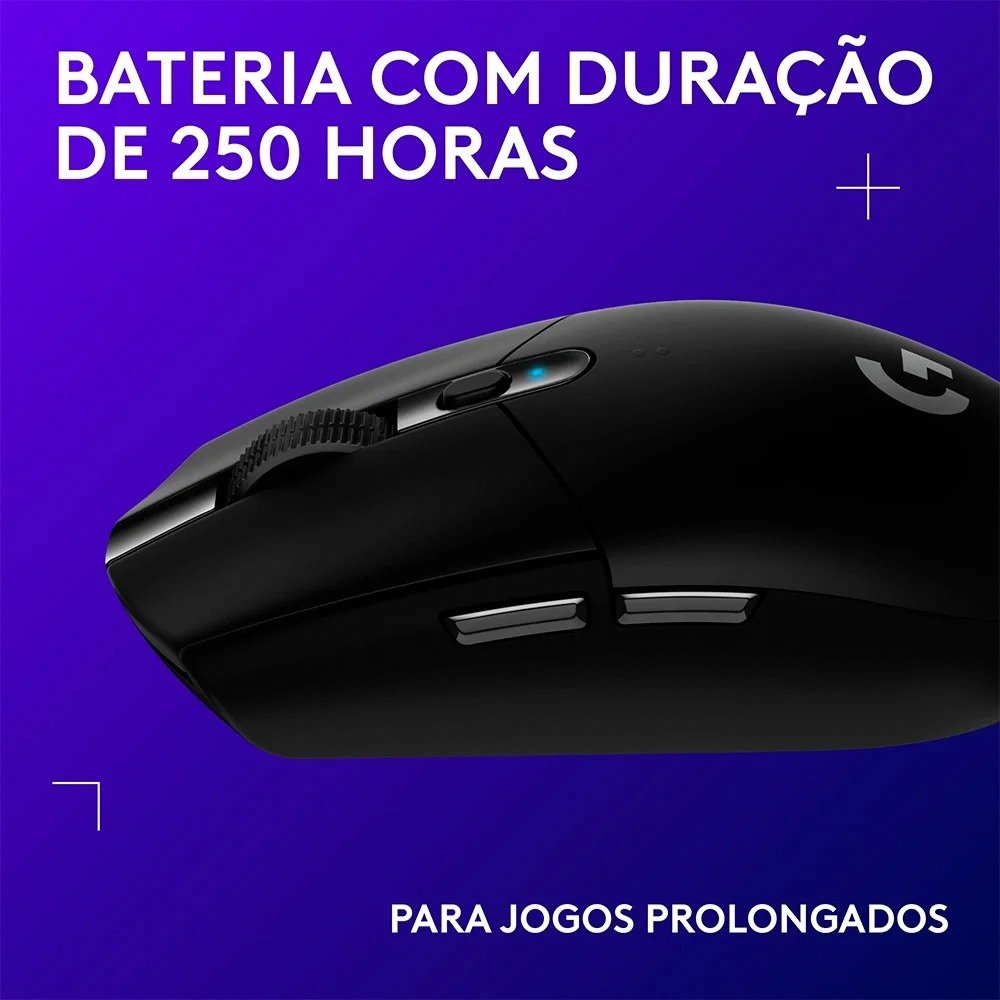 Mouse Gamer Sem Fio Logitech G305 LIGHTSPEED, 12000 DPI, 6 Botões, Preto - 910-005281