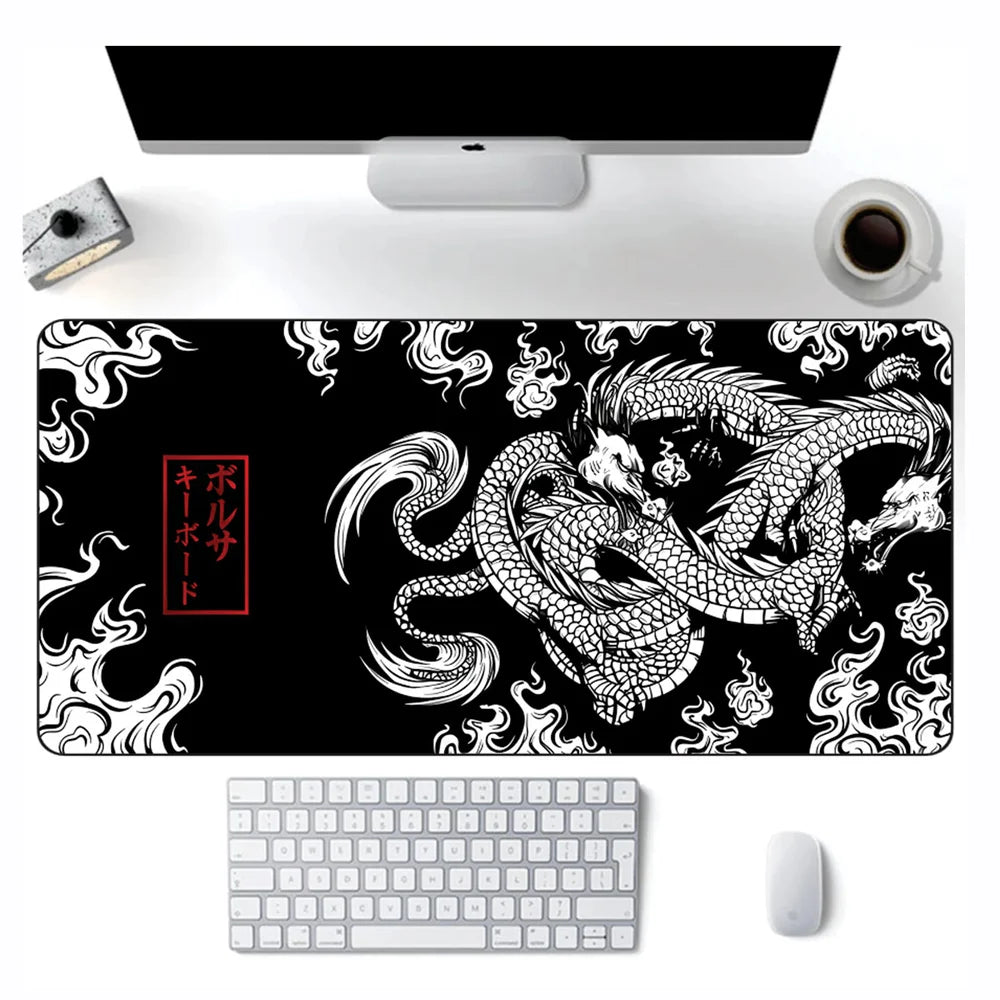 Mouse Pad Gamer Speed Criarte Dragão Chinês Japonês, Desk Pad Profissional Premium, Com Borda Costurada 60x30