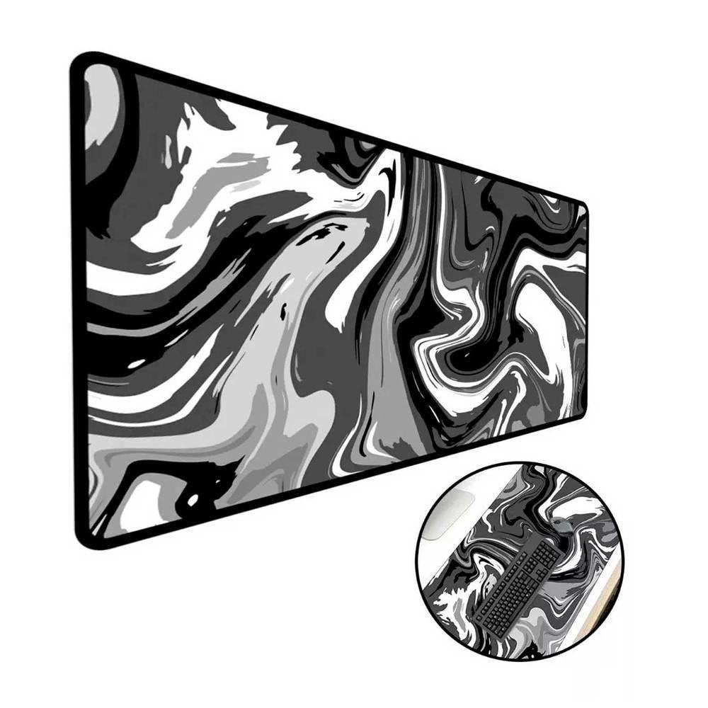 Mouse Pad Gamer Criarte, Speed Extra Grande, Abstract Premium, Preto E Branco - 70x30 Cm