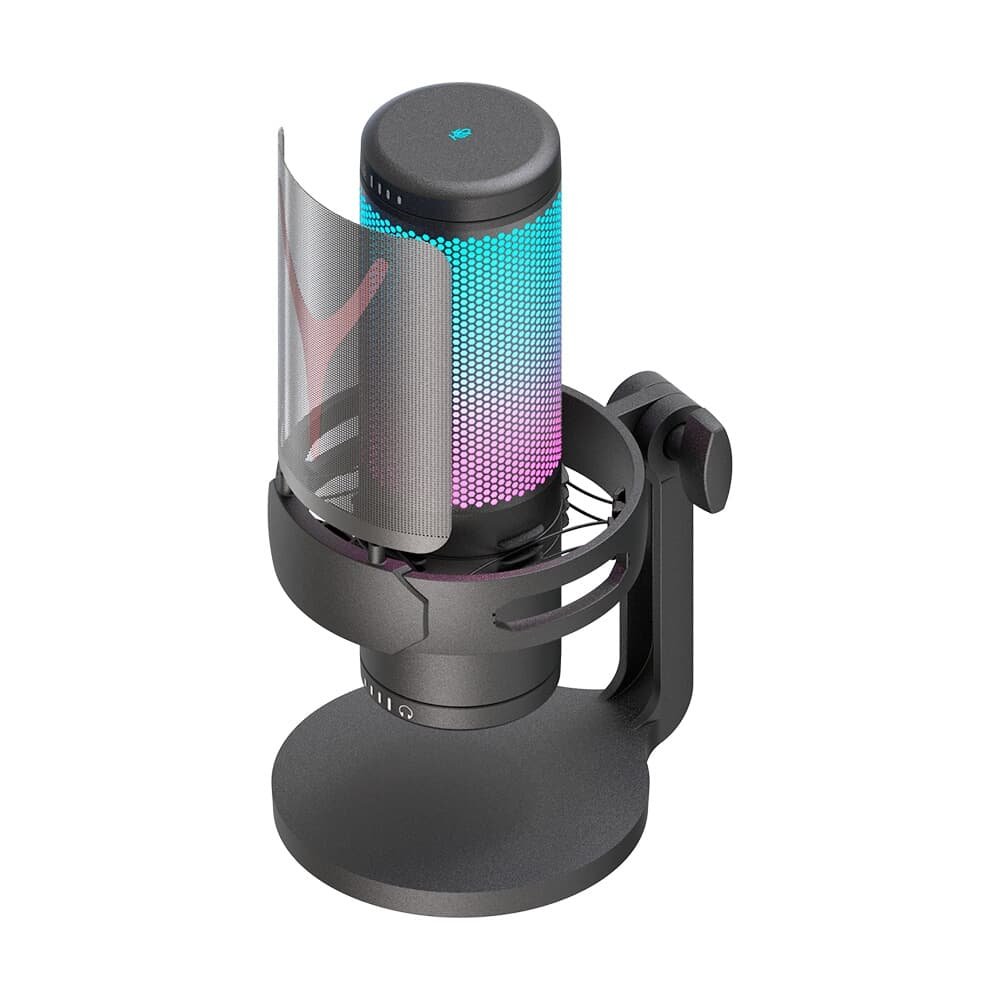 Microfone Gamer Redragon Fenris, RGB, Condensador com shock mount, Preto - GM301