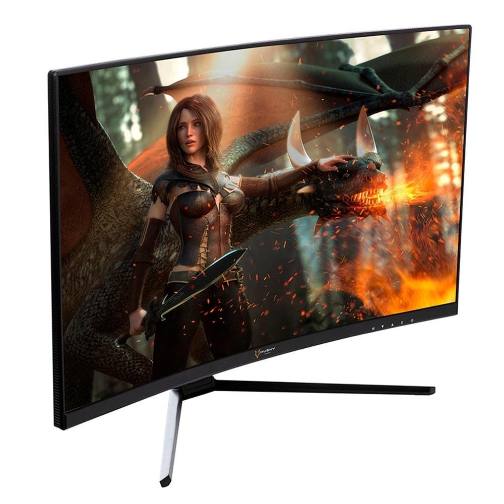 Monitor Gamer Husky Storm 27' LED, Curvo, 180Hz, Full HD, 1ms, DisplayPort e HDMI, 99% sRGB, Adaptive Sync, Ajuste de Ângulo - HGMT001