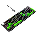 Teclado Mecânico Gamer 2 em 1 Rise Mode GM2 Full Black and Green RGB Switch Outemu Blue, USB-C, Preto - RM-TCM-GM2F-BBLUE