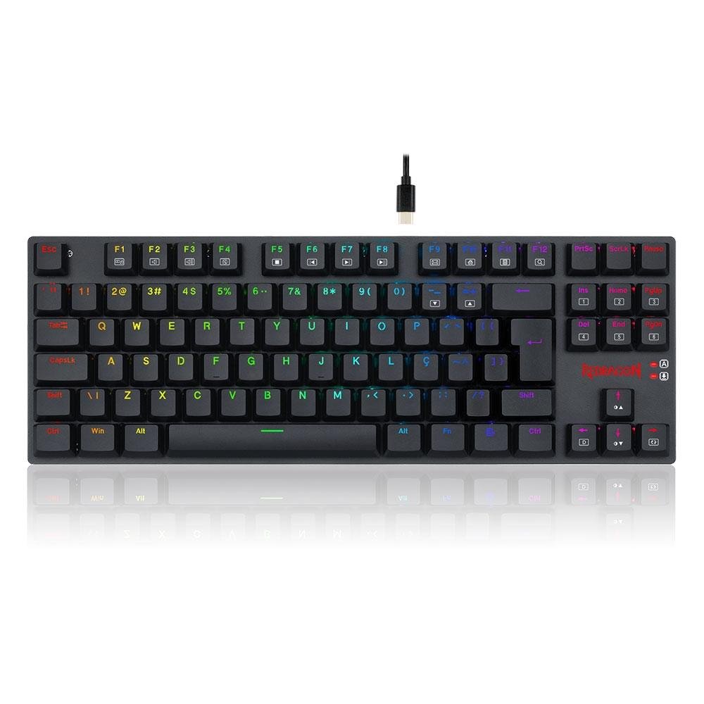 Teclado Mecânico Gamer Redragon APS, RGB, Switch Redragon Brown, ABNT2, Preto - Low Profile - K607 RGB (PT-BROWN)